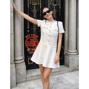 ZARA Cream Tweed A-Line Mini Dress NWT Old Money Size M
